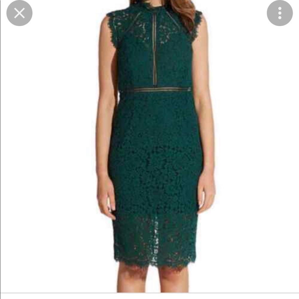 Bardot midi Olive Green Lace Zip up dress Small